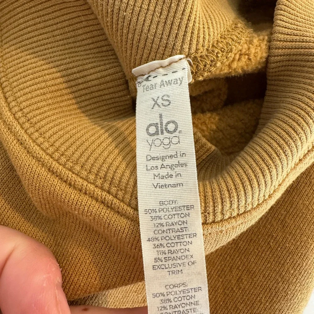 Alo Yoga Womens Sweatshirt Mock Neck Oversized Fleece Honey Mustard Size XS